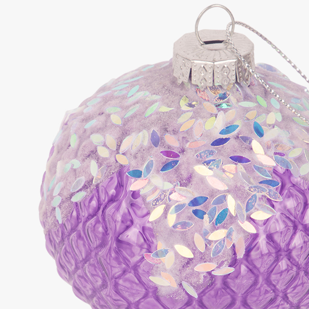Bola Vidro Gota Lilás 8cm NEW BRIGHT