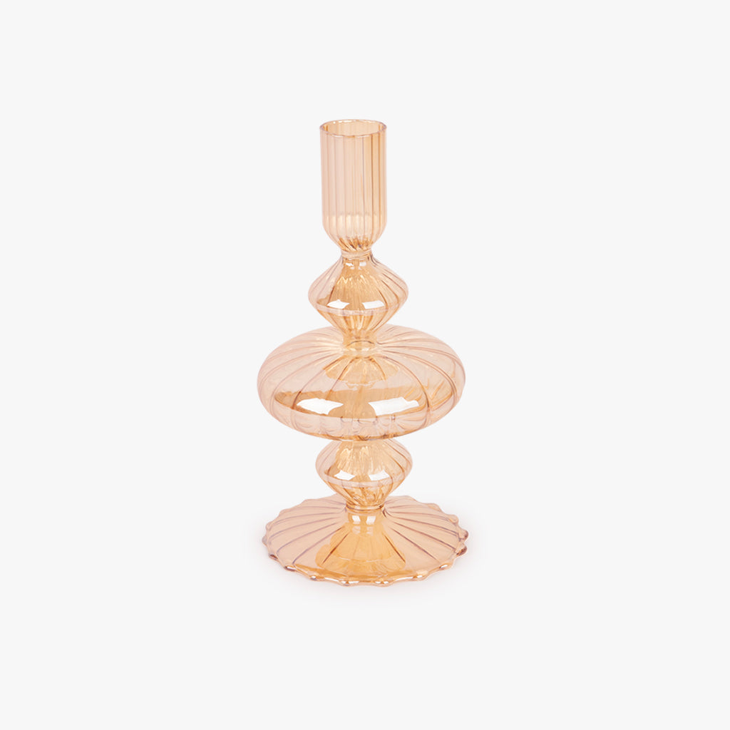Castiçal vidro dourado NEW BRIGHT