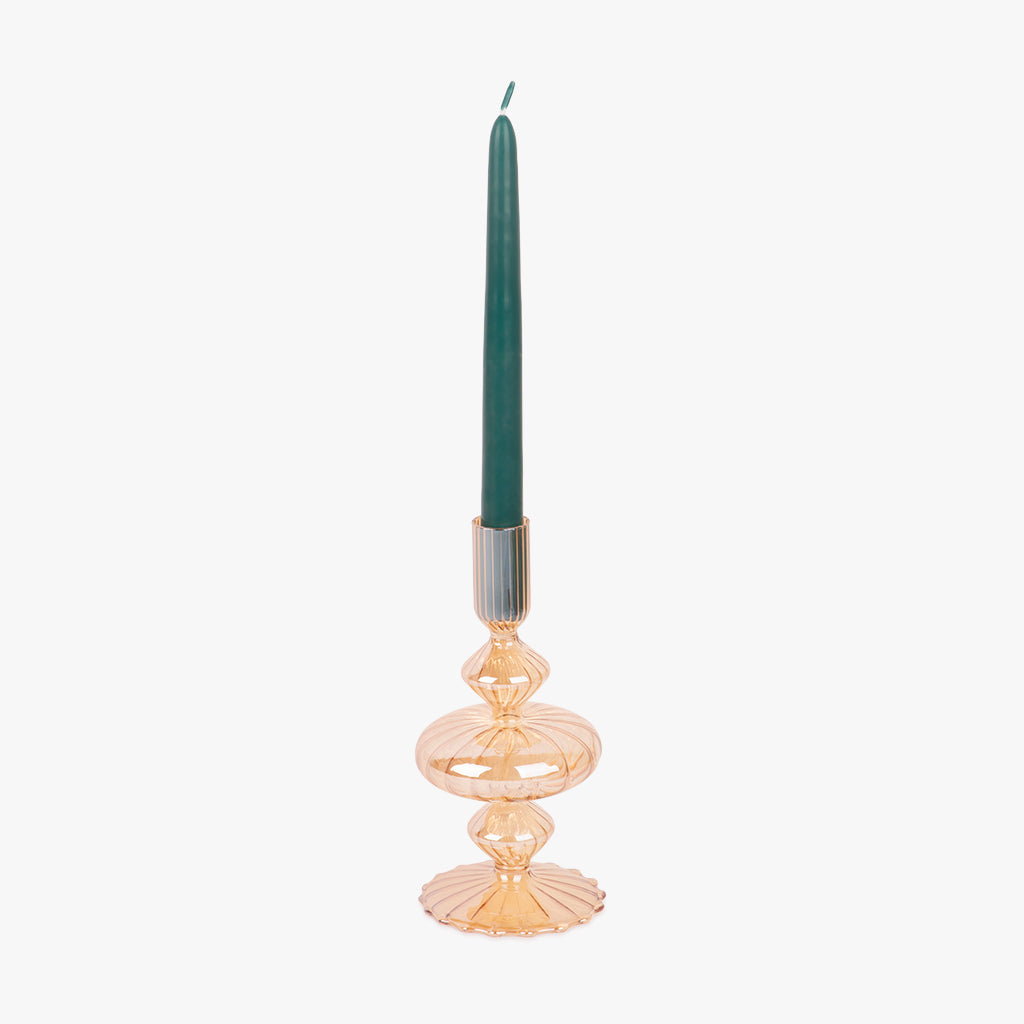Castiçal vidro dourado NEW BRIGHT