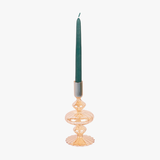 Castiçal vidro dourado NEW BRIGHT