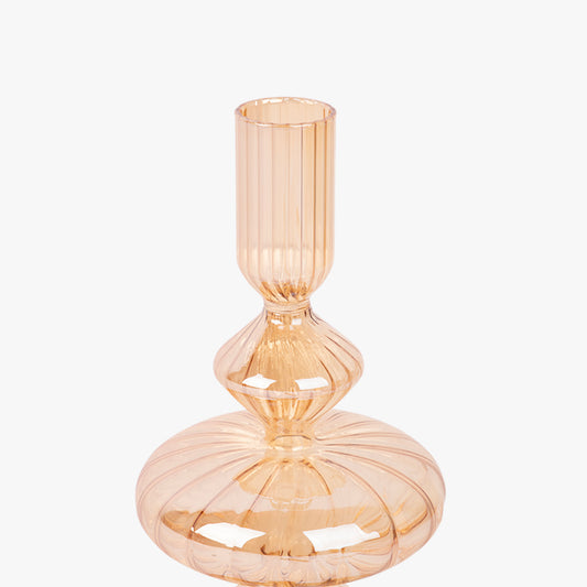 Castiçal vidro dourado NEW BRIGHT
