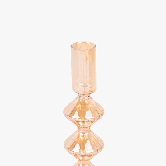 Golden Glass Candleholder 19 cm NEW BRIGHT