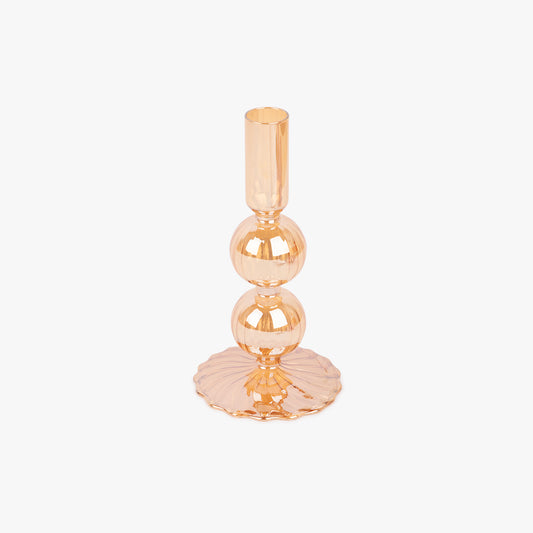 Castiçal vidro dourado NEW BRIGHT