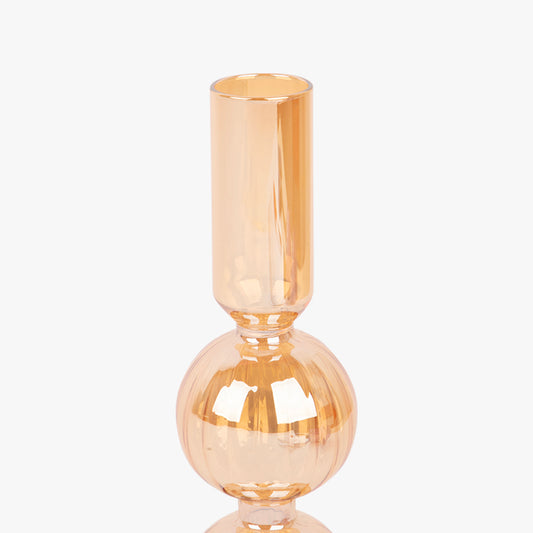 Golden Glass Candleholder 18 cm NEW BRIGHT