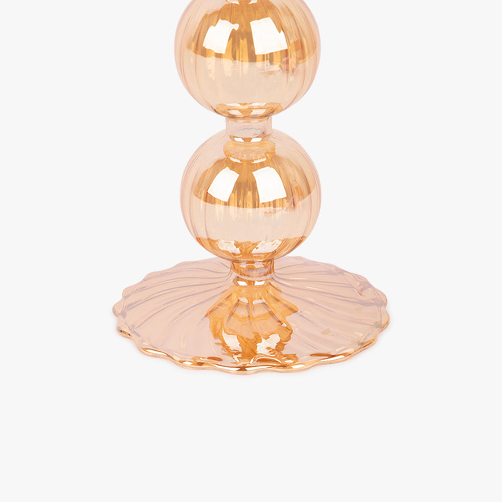 Golden Glass Candleholder 18 cm NEW BRIGHT