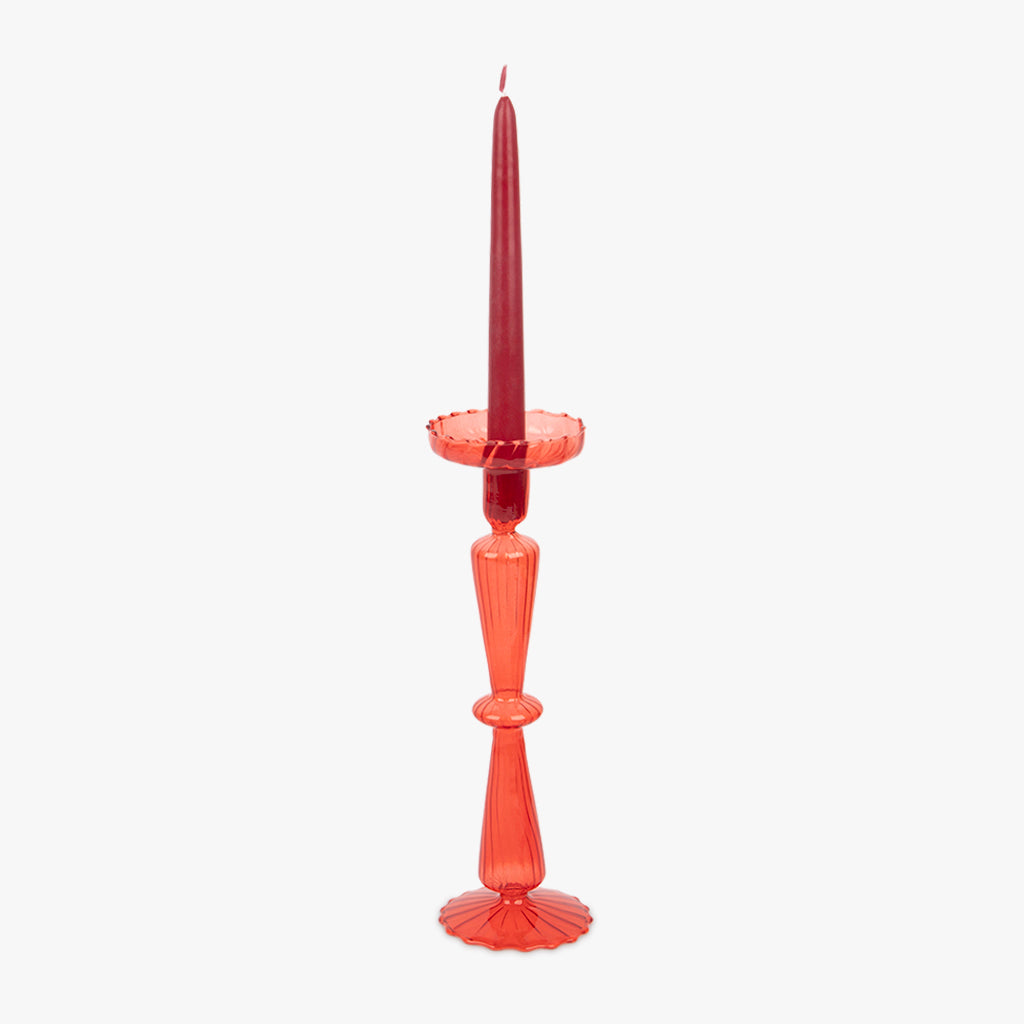 Castiçal vidro vermelho COZY