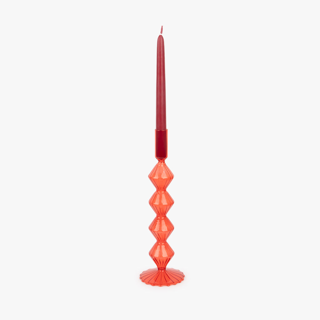 Castiçal vidro vermelho COZY