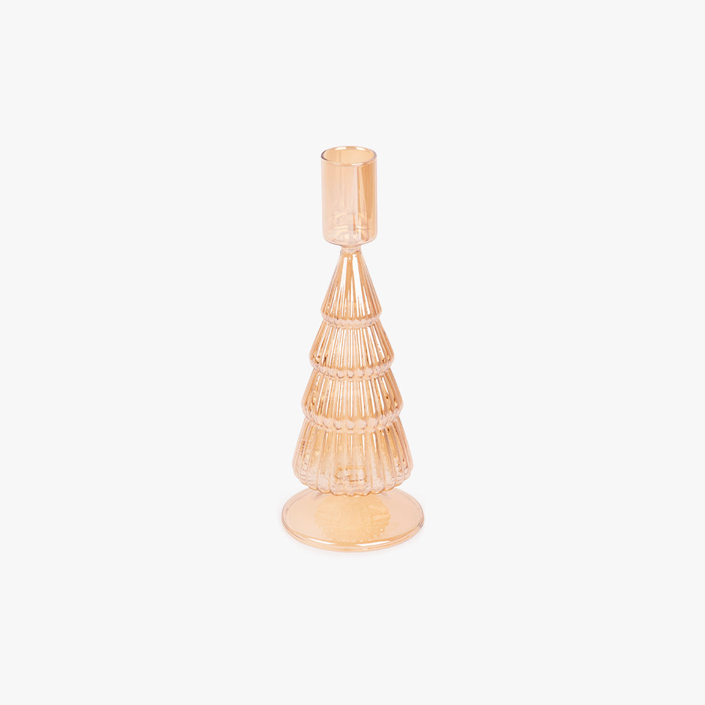 Bougeoir en Verre Pin Doré 20 cm NEW BRIGHT