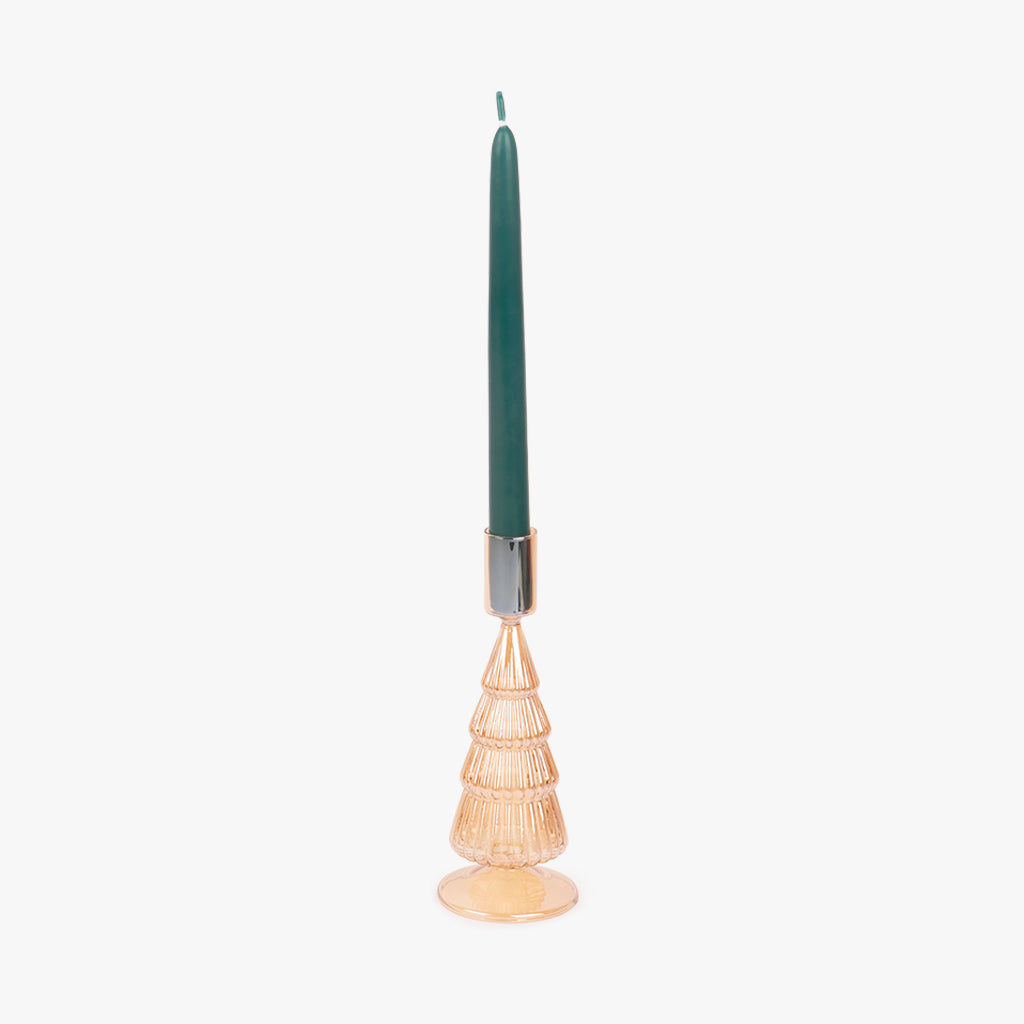 Bougeoir en Verre Pin Doré 20 cm NEW BRIGHT