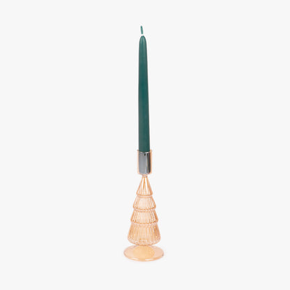 Bougeoir en Verre Pin Doré 20 cm NEW BRIGHT