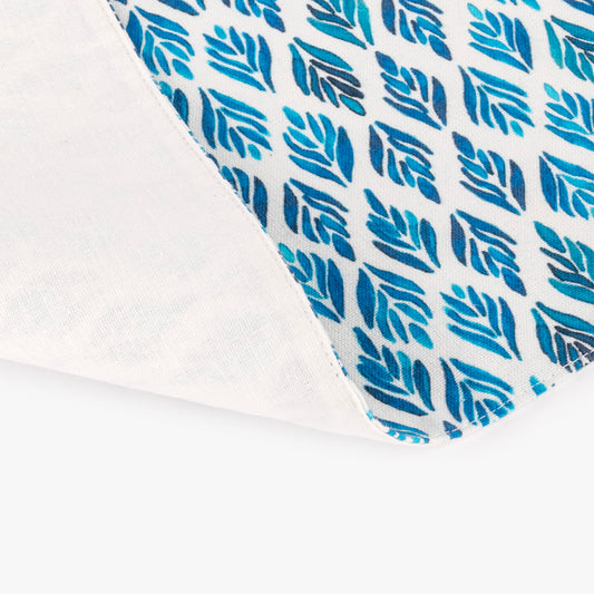 Placemat cotton blue leaves 35x50cm BLUE BIRD