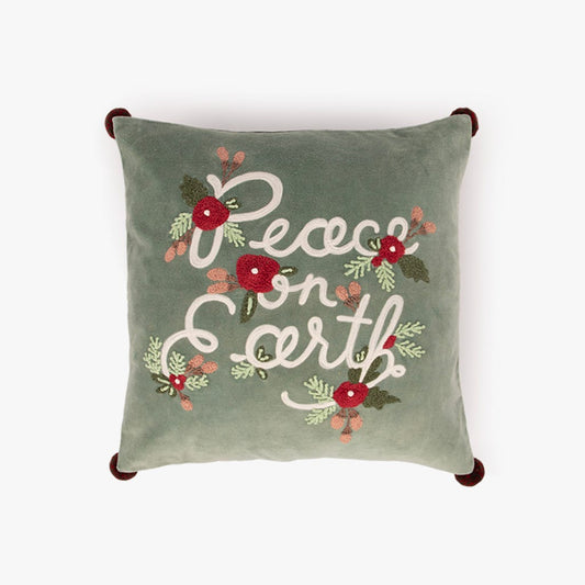 Funda de cojín verde peace on earth 45x45cm COZY