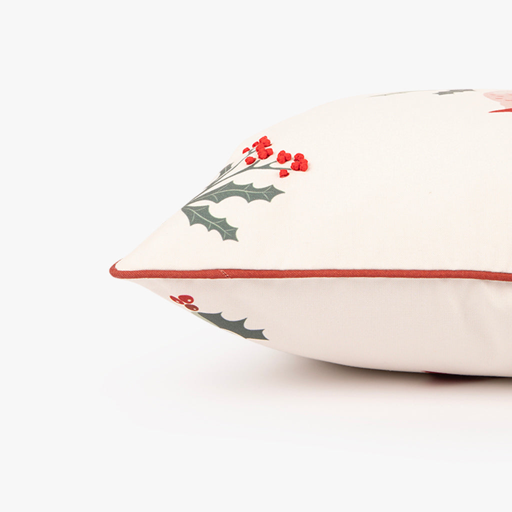Housse de coussin blanche winter birds 45x45cm COZY