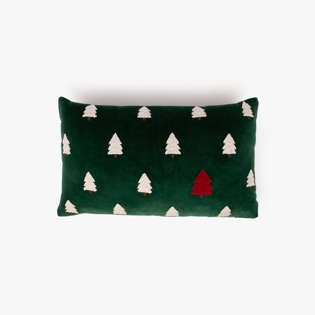 Capa de Almofada de Veludo com Pinheiro Verde COZY