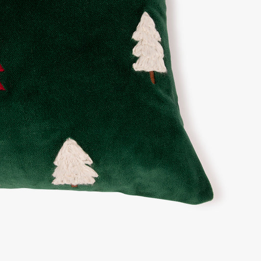 Capa de Almofada de Veludo com Pinheiro Verde COZY