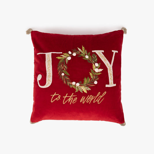 Capa de Almofada de Veludo Joy To The World Vermelha COZY