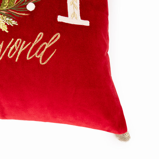 Capa de Almofada de Veludo Joy To The World Vermelha COZY