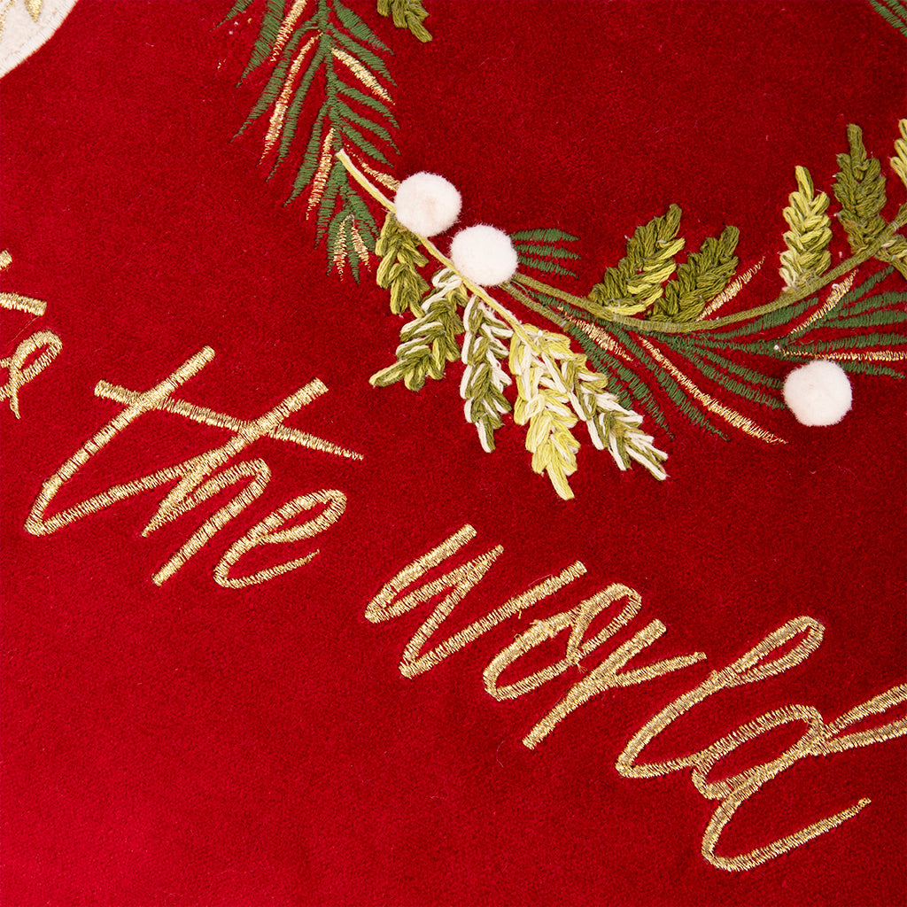 Joy To The World Red COZY Velvet Pillowcase