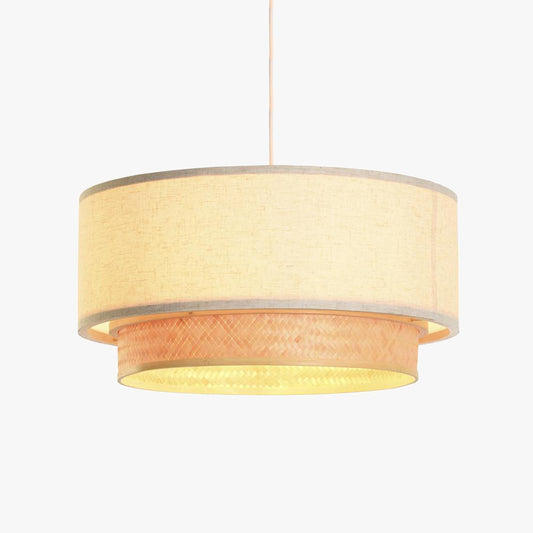 Candeeiro de Teto Bambu e Tecido 50cm ICONIC