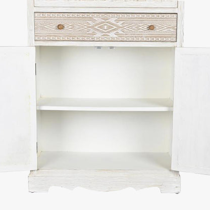 Louceiro com Quatro Portas e Duas Gavetas Branco com Madeira ZENA