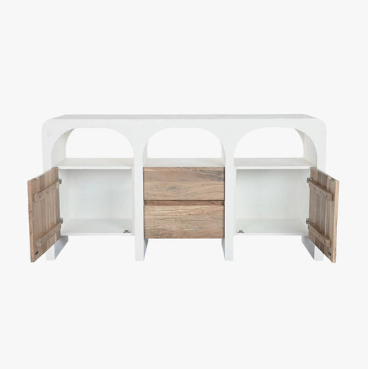 Aparador com Duas Portas e Duas Gavetas Branco com Madeira ZENA