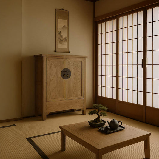 Armário Madeira com Fechadura Circular Oriental 132 cm OSAKA