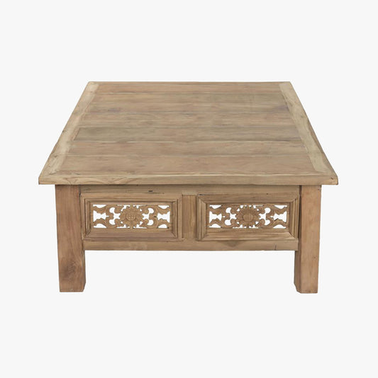 Table basse orientale en bois ornée, 140 x 98 cm, Osaka