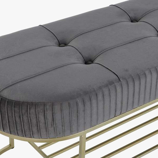 Banqueta Aveludada Cinza VERSAILLES