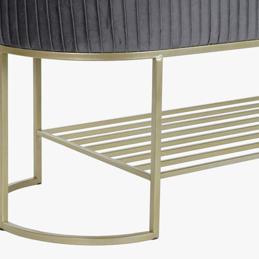 Gray Velvet Stool VERSAILLES