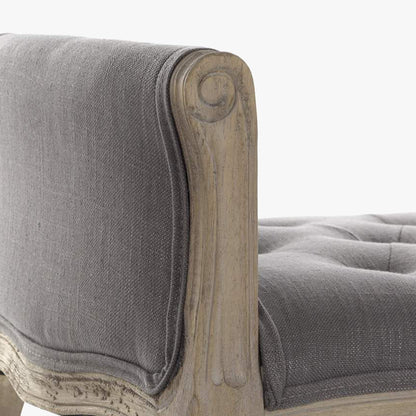 Banqueta Clássica Capitoné Cinza com Madeira e Tecido VERSAILLES