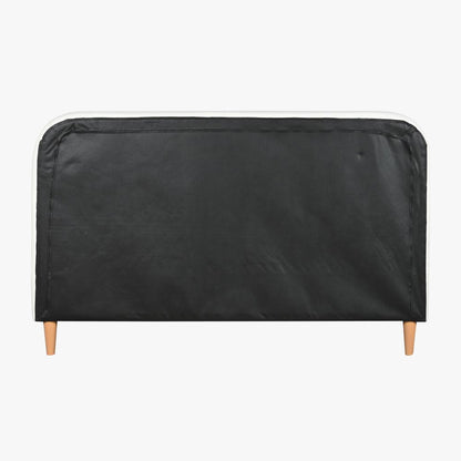 Cama Tecido com Cabeceira Arredondada e Pés de Madeira Cru SERENA