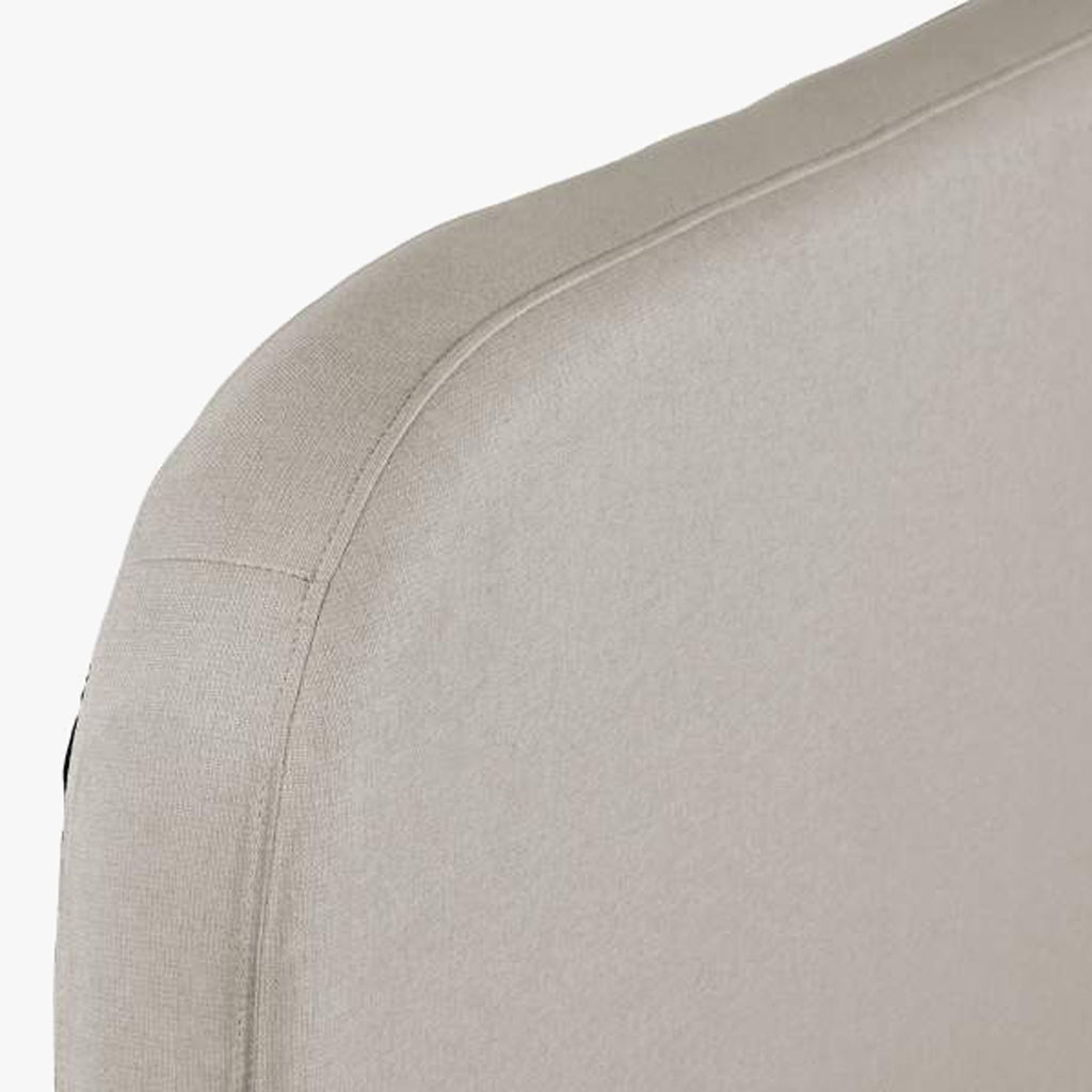 Cama Tecido com Cabeceira Arredondada e Pés de Madeira Bege SERENA