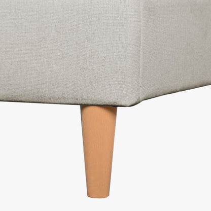 Cama Tecido com Cabeceira Arredondada e Pés de Madeira Bege SERENA