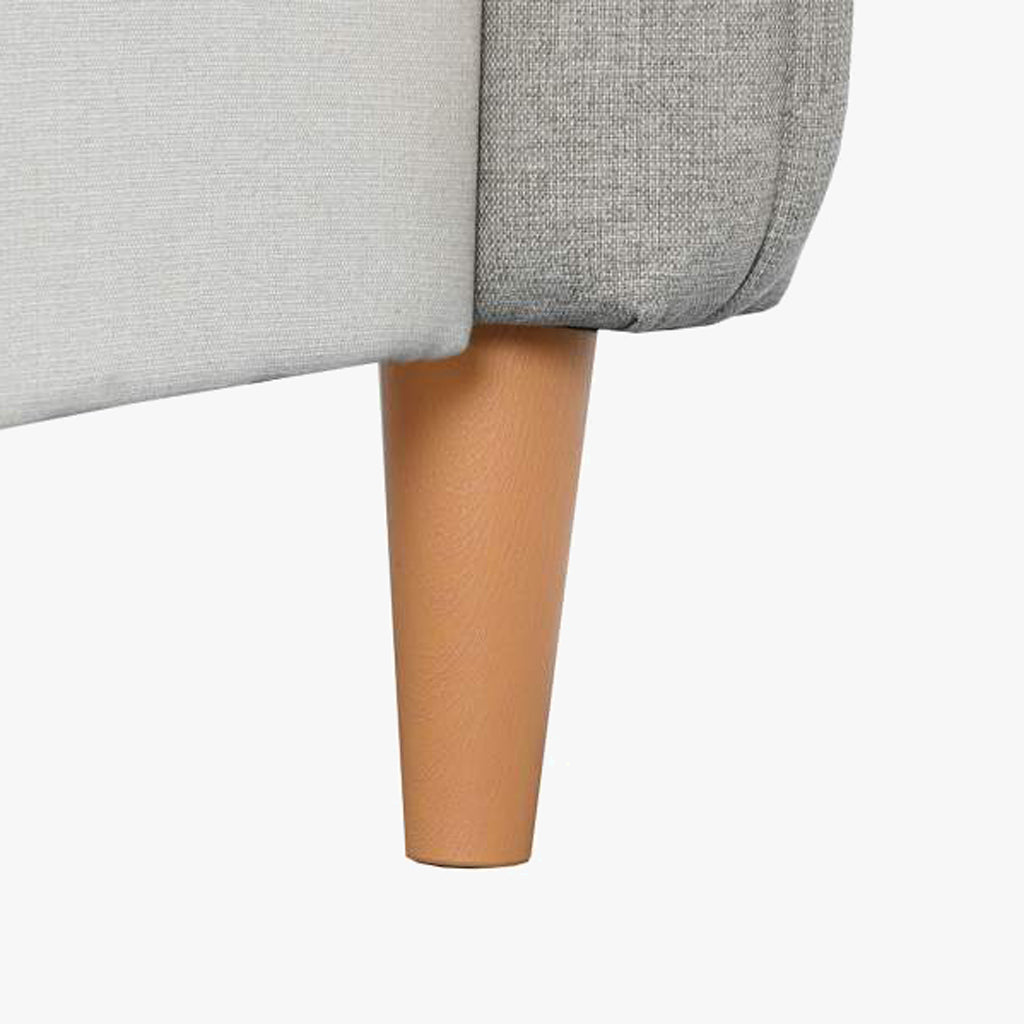 Cama Tecido com Cabeceira Reta e Pés de Madeira Bege SERENA