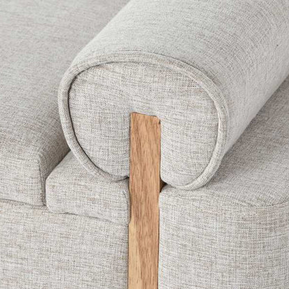 Banqueta Cinza de Tecido e Madeira com Arrumação 120x45x50 SERENA