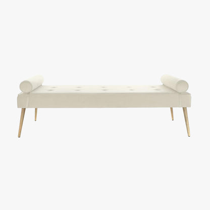 Banqueta Bege com Almofadas Cilíndricas SERENA