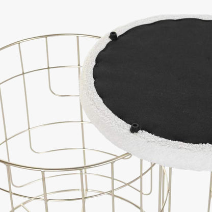 Conjunto de Dois Bancos Dourados com Arrumação e Tampa Bouclé SERENA