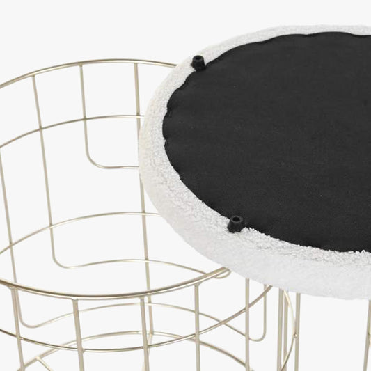 Conjunto de Dois Bancos Dourados com Arrumação e Tampa Bouclé SERENA