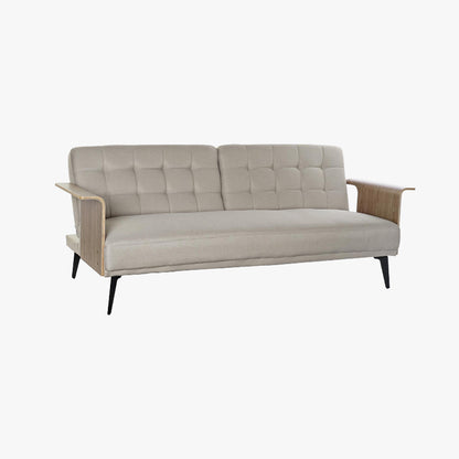 Sofá Cama Bege com Estrutura em Madeira e Sistema Click-Clack MOVE