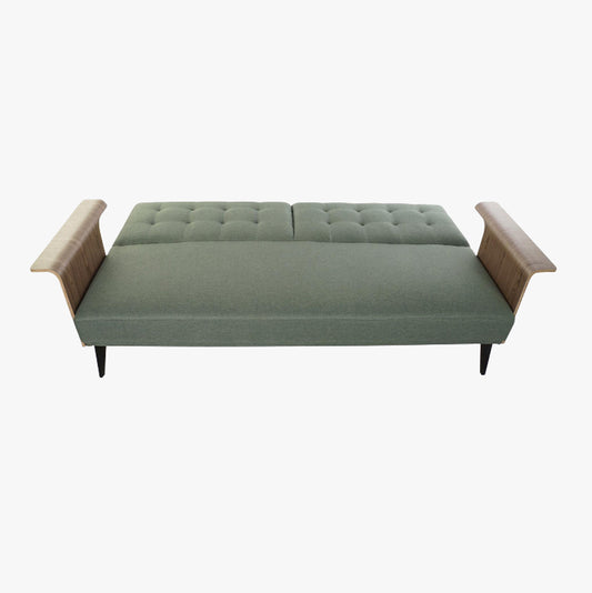 Sofá Cama Verde com Estrutura em Madeira e Sistema Click-Clack MOVE