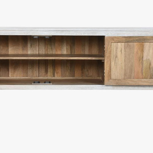 Móvel de Televisão Madeira Maciça Branco JASMIN