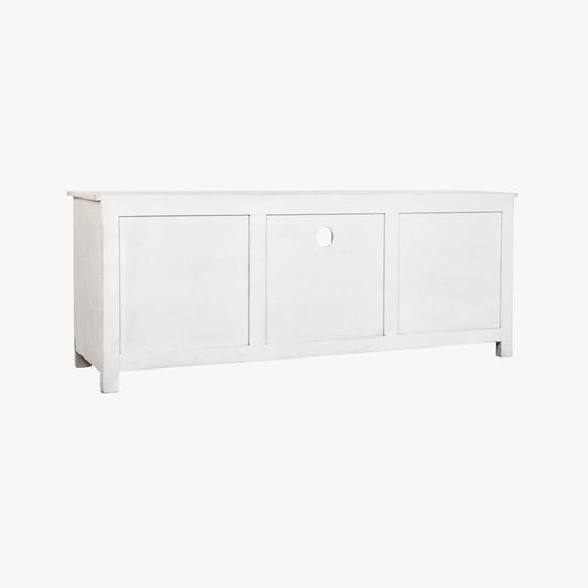 Móvel de Televisão Branco Madeira Maciça Cravada JASMIN