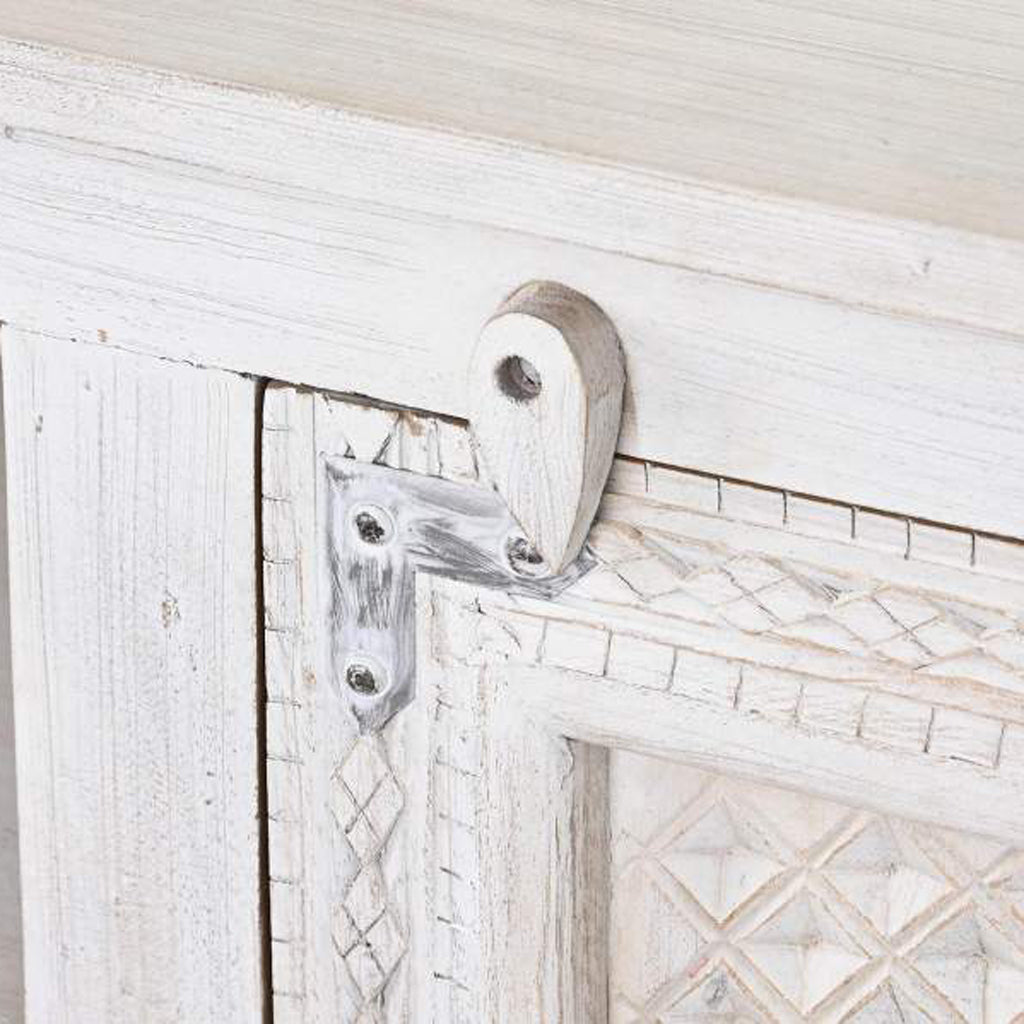 Móvel de Televisão Branco Madeira Maciça Cravada JASMIN