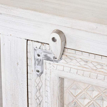 Móvel de Televisão Branco Madeira Maciça Cravada JASMIN