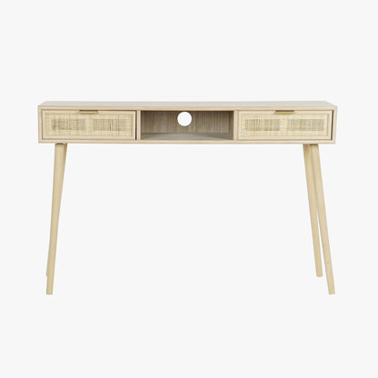 Secretária Madeira e Rattan Natural 120x42,5x78 NÓRDIS