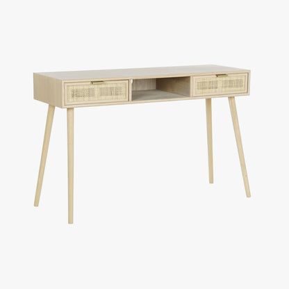Secretária Madeira e Rattan Natural 120x42,5x78 NÓRDIS