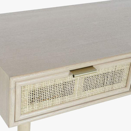 Secretária Madeira e Rattan Natural 120x42,5x78 NÓRDIS