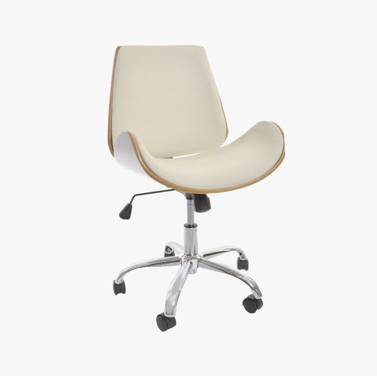 Cadeira de Escritório Bege com Madeira 52x58,5x98 NÓRDIS
