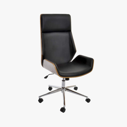 Cadeira de Escritório Preta com Madeira 60x65,5x118 NÓRDIS
