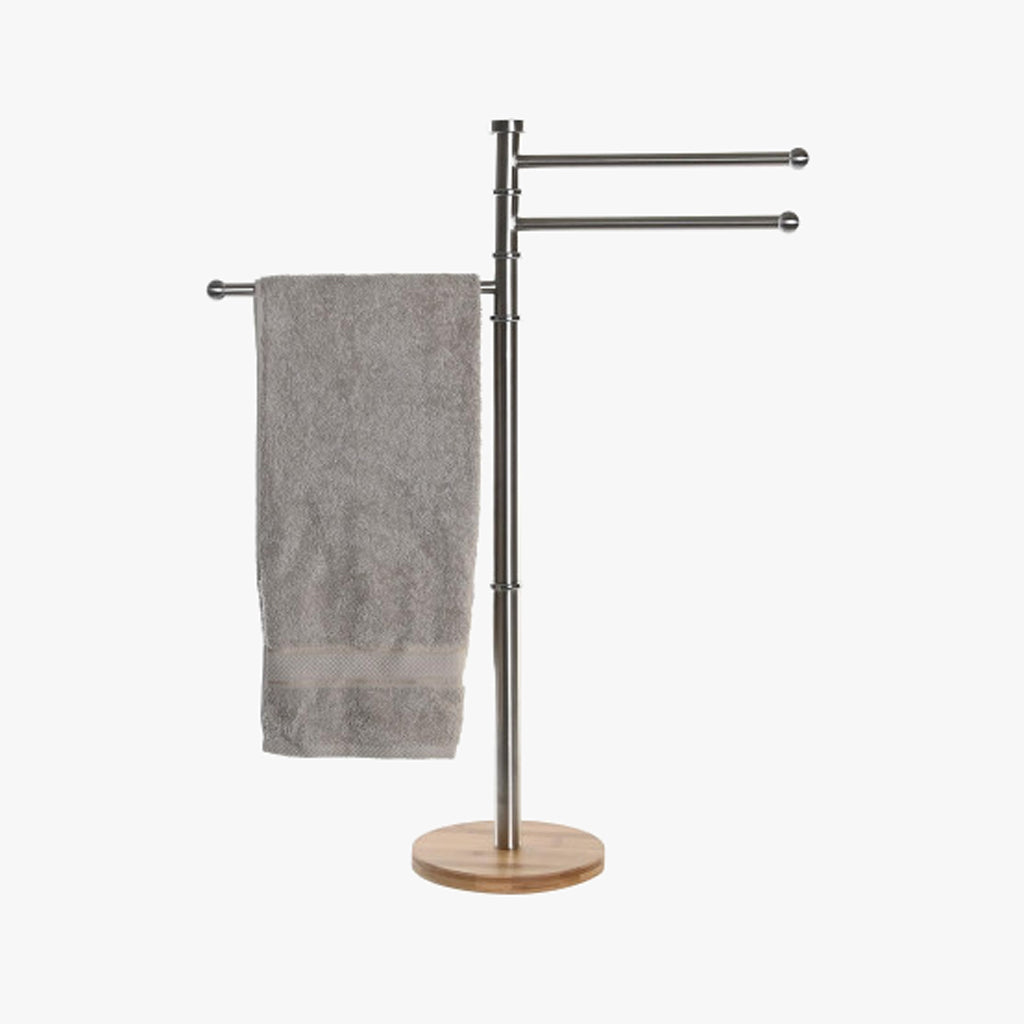 Toallero de Bambú y Acero Inoxidable 22x22x85,5 CLEAR